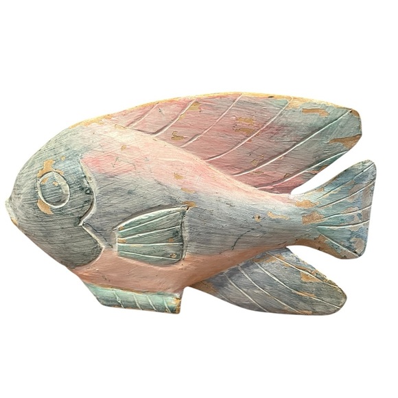 Handcrafted Blue and Pink Fish Decor Set of 3 - Picture 1 of 4